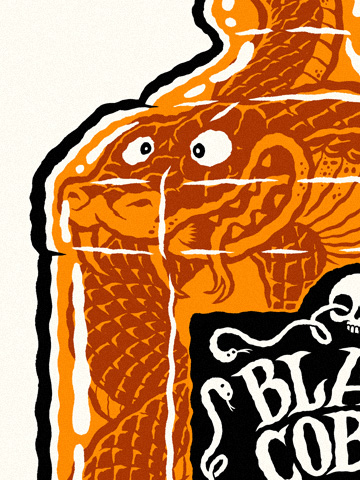 Screen printed gig poster for Black Cobra and Bison B.C. at Arena Wien by illustrator Michael Hacker