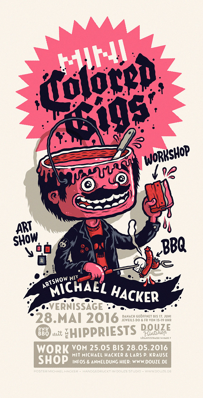 Mini Colored Gigs exhibition poster by Michael Hacker