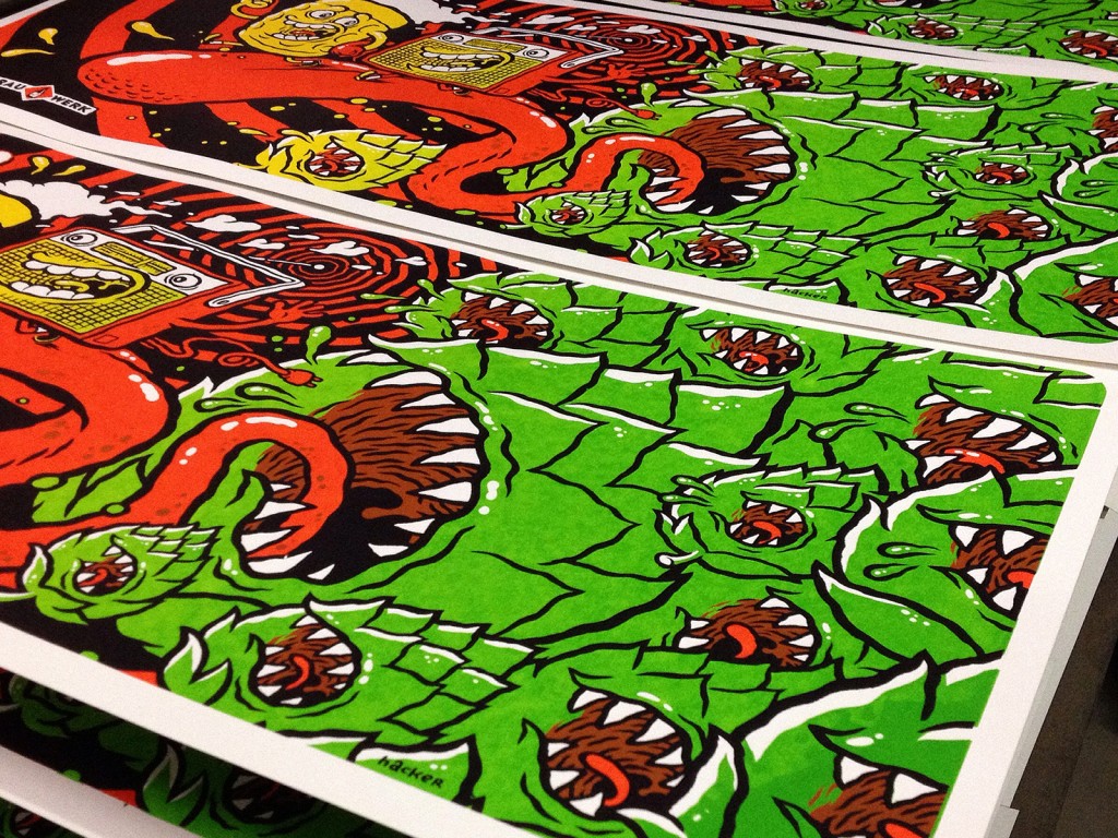 Screen print for FMBier beer label for radio station FM4 by Michael Hacker