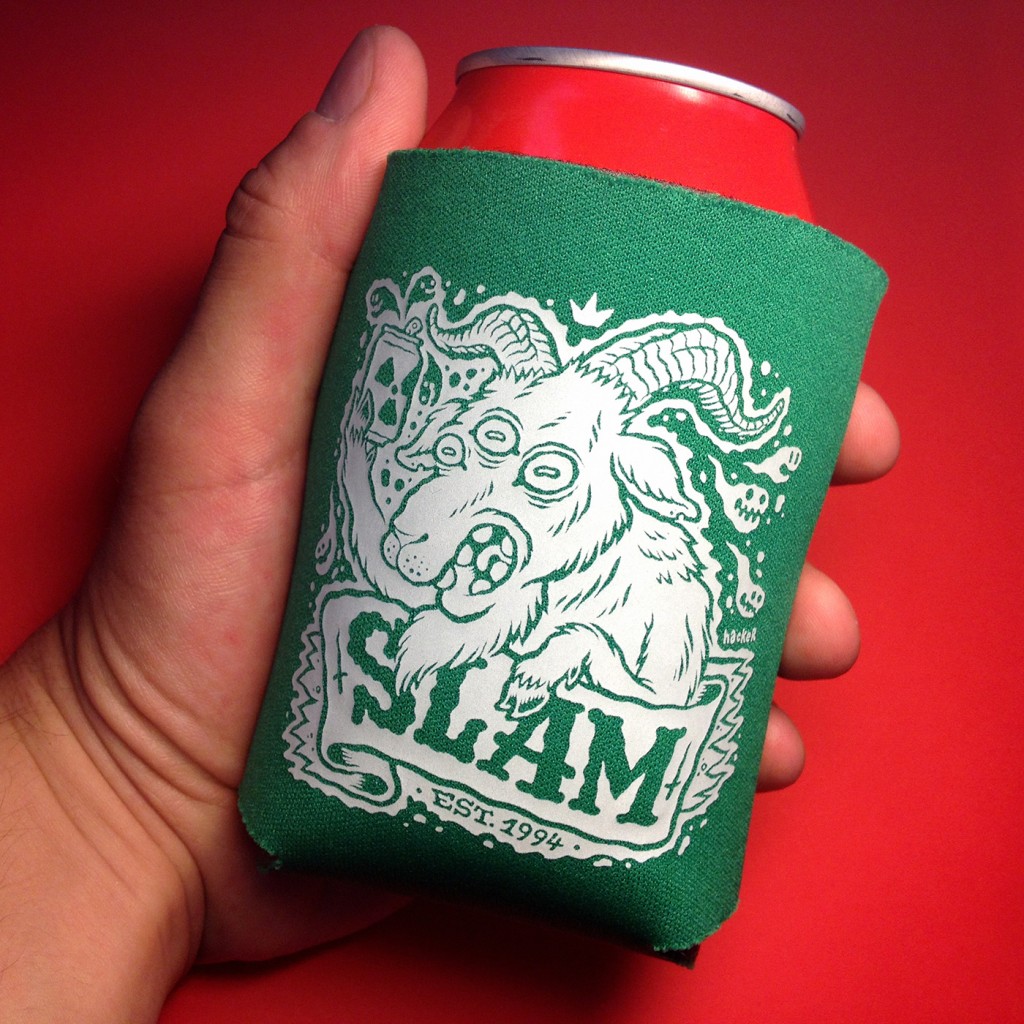 Slam koozie illustration by Michael Hacker