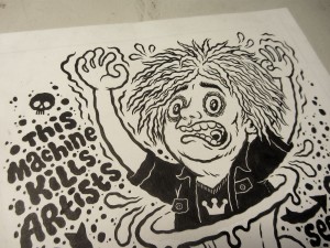 Ink drawing for my screen printed gig poster for King Buzzo of The Melvins at Arena Wien by illustrator and comic artist Michael Hacker