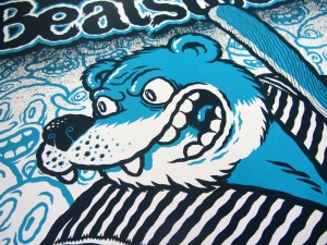 Screen printed gig poster for Beatsteaks at Gasometer Wien by illustrator and comic artist Michael Hacker