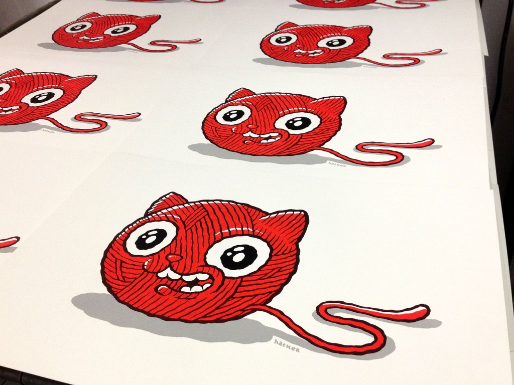 Ball Cat screen print by Michael Hacker