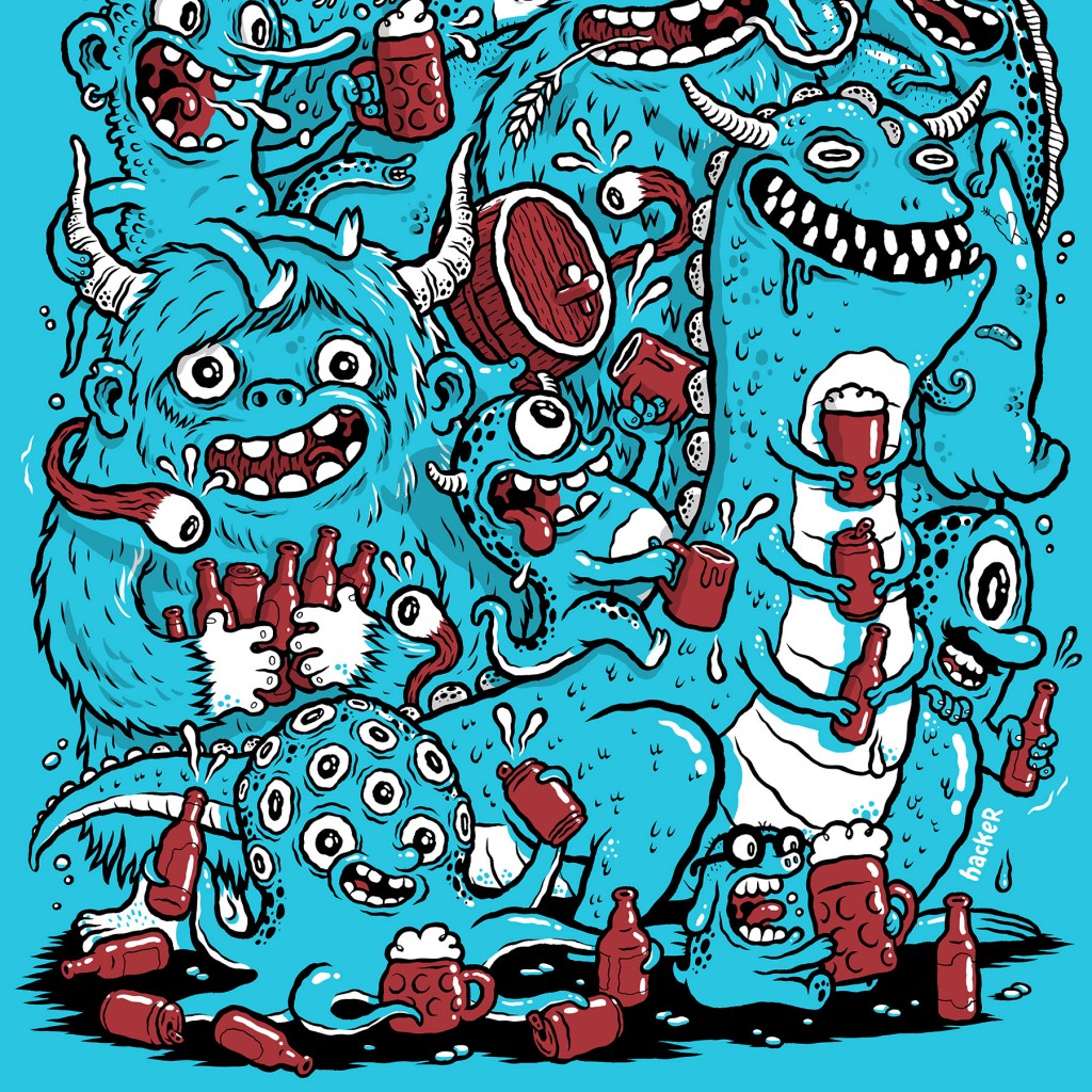 T-shirt and character design for beerlovers craft beer store by Michael Hacker