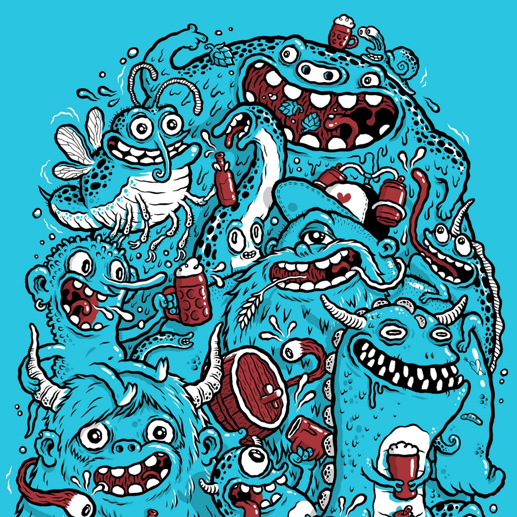 T-shirt and character design for beerlovers craft beer store by Michael Hacker