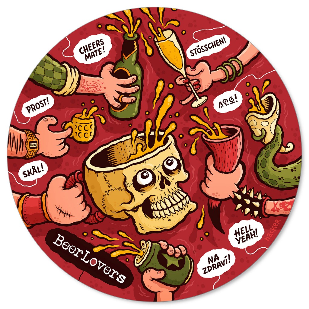 Beer coaster illustration for BeerLovers by Michael Hacker