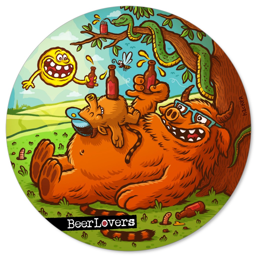 Beer coaster illustration for BeerLovers by Michael Hacker