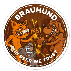 Beer coasters for Brauhund craft beer bar Vienna by Michael Hacker