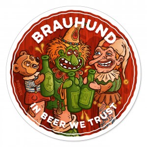 Beer coaster illustration for Brauhund craft beer bar by Michael Hacker