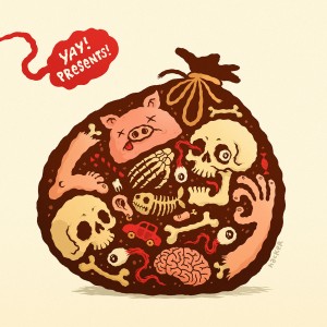 Yay! Presents! - Christmas card illustration by Michael Hacker