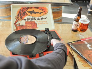 Crosley record player with Dogfish Head