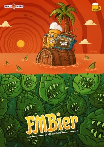 Michael Hacker's illustrated craft beer label for FM4 and Brauwerk
