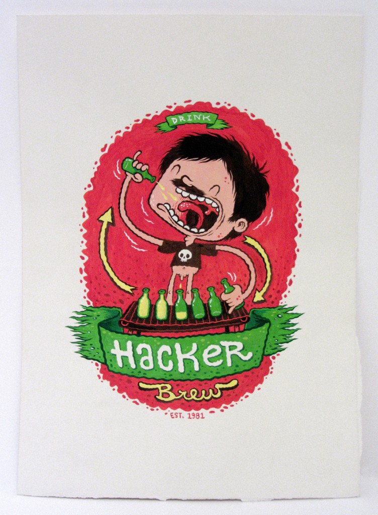 Beer label illustration by Michael Hacker