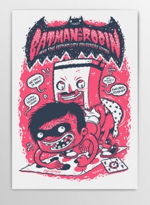 Screen printed gig poster for Batman & Robin at Poolbar Feldkirch by Michael Hacker