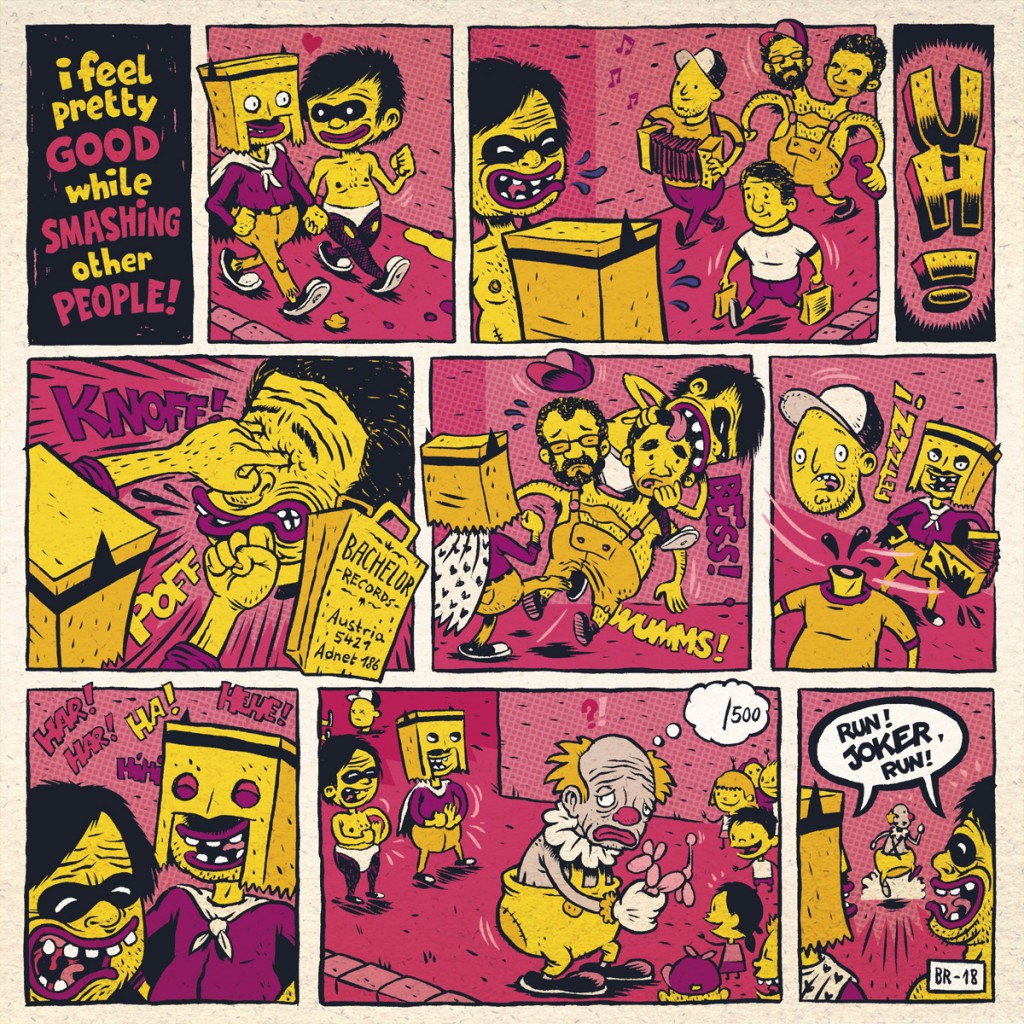 Record cover by Michael Hacker for Batman and Robin garage R'N'R band