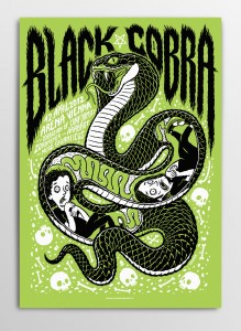 Screen printed gig poster for Black Cobra at Arena Wien by Michael Hacker