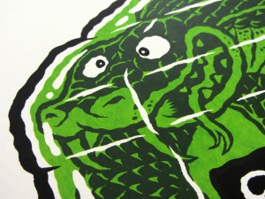 Screen printed gig poster for Black Cobra and Bison B.C. at Arena Wien by illustrator Michael Hacker