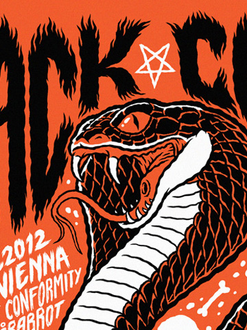 Screen printed gig poster for Black Cobra at Arena Wien by illustrator Michael Hacker