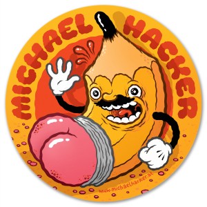Michael Hacker cartoon pencil character sticker