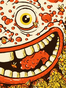 Screen printed poster for Camp A Low Hum in New Zealand by Michael Hacker