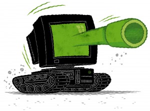 Cyberwar - editorial illustration by Michael Hacker for Datum magazine