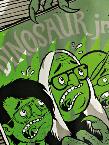 Screen printed gig poster for Dinosaur Jr. at Arena Wien by illustrator Michael Hacker