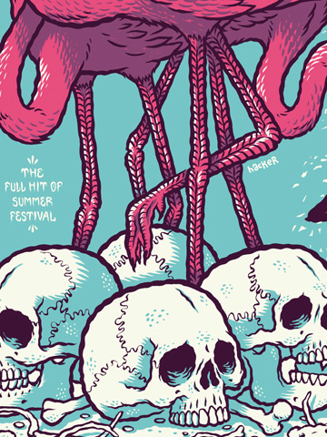 Screen printed gig poster for Eagles of Death Metal at Arena Wien by illustrator Michael Hacker