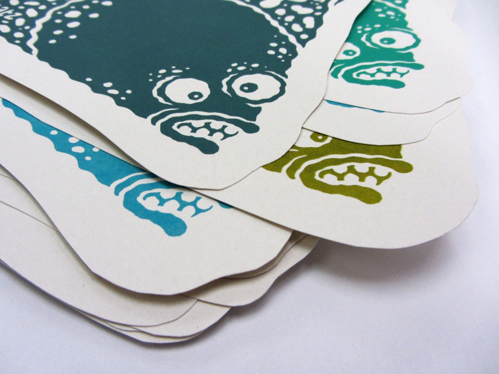 Hand cut screen print for Flatstock Europe poster convention in Hamburg by Michael Hacker