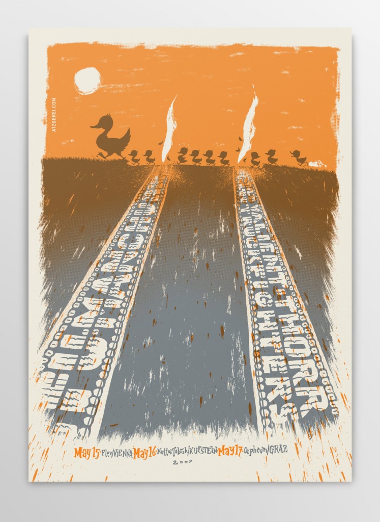 Screen printed gig poster for Fu Manchu by Michael Hacker