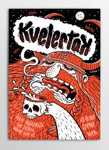 Screen printed gig poster for Kvelertak at Szene Wien by Michael Hacker