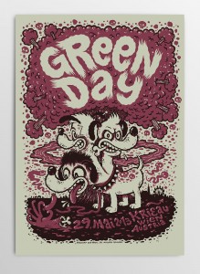 Screen printed gig poster for Green Day at Krieau Wien by illustrator Michael Hacker