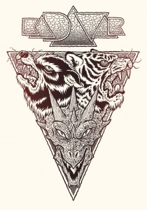 Screen printed gig poster for Kadavar at Gruenspan Hambugr by illustrator and comic artist Michael Hacker