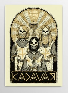 Screen printed tour gig poster for Kadavar by illustrator Michael Hacker