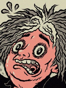Detail of my screen printed gig poster for King Buzzo of The Melvins at Arena Wien by illustrator and comic artist Michael Hacker