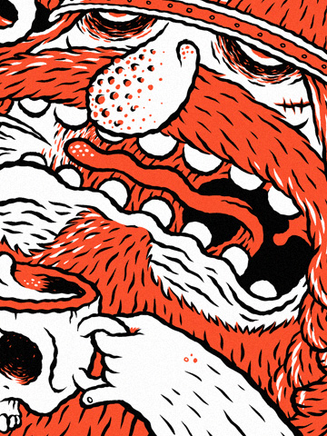 Screen printed gig poster for Kvelertak at Szene Wien by illustrator Michael Hacker