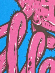 Screen printed gig poster for The Melvins at Arena Wien by illustrator Michael Hacker and tattoo artist Foerdl