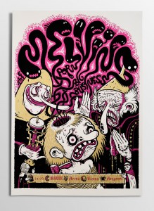 Screen printed gig poster for The Melvins at Arena Wien by illustrator Michael Hacker