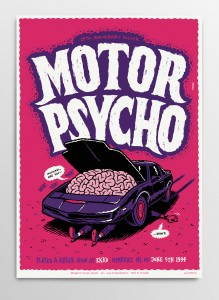 Screen printed gig poster for Motorpsycho at Ekko Utrecht by illustrator Michael Hacker