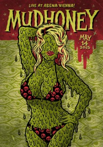 Screen printed gig poster for Mudhoney at Arena Wien by illustrator and comic artist Michael Hacker
