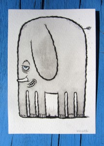 Five-legged elephant - post card illustration by Michael Hacker