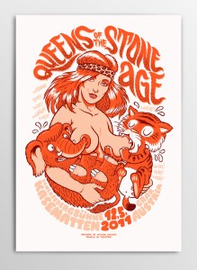 Screen printed gig poster for QOTSA Queens of the Stone Age at Kasematten Graz by illustrator Michael Hacker