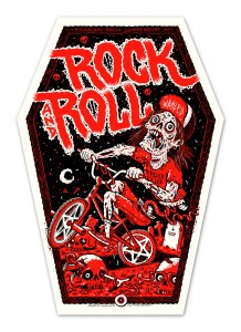 Rock and Roll - Coffin shaped screen print by Michael Hacker