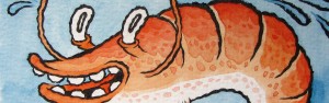 Shrimp - post card illustration by Michael Hacker
