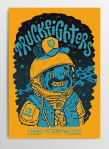 Screen printed gig poster for Truckfighters at Poolbar Feldkirch by illustrator Michael Hacker