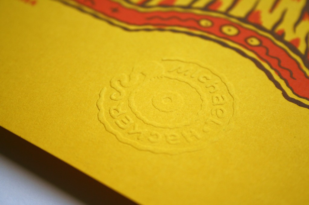 Detail of a screen printed gig poster for Yob at Arena Wien by Michael Hacker