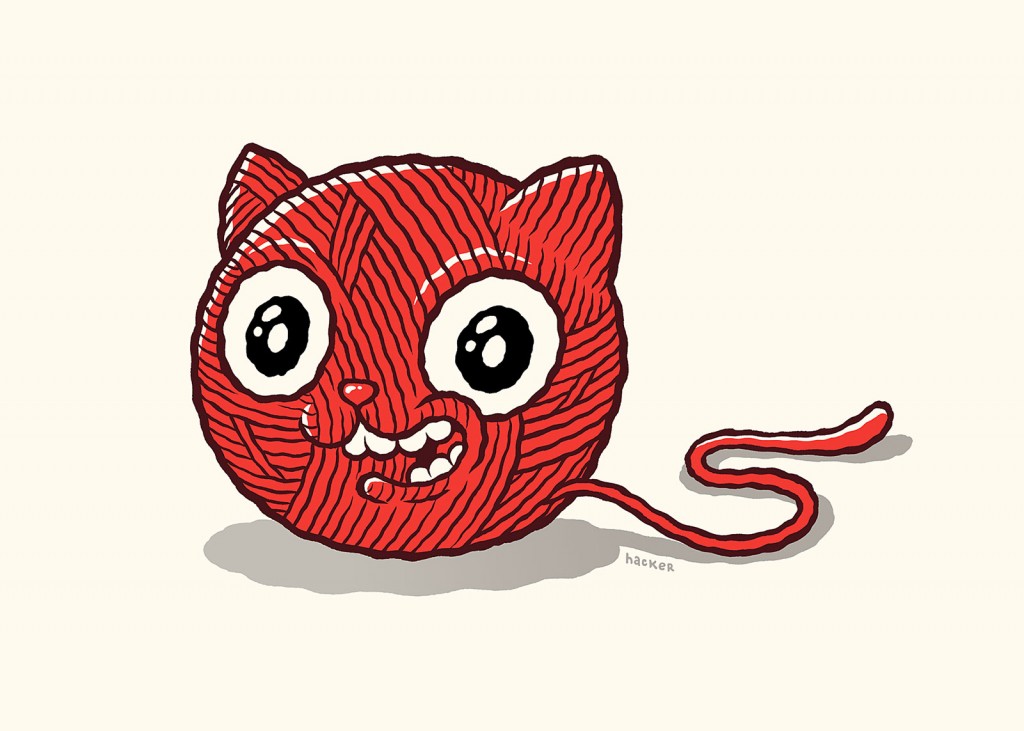 Ball Cat screen print by Michael Hacker