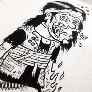 Ink drawing for Kerrang magazine by Michael Hacker