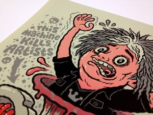 Detail of my screen printed gig poster for King Buzzo of The Melvins at Arena Wien by illustrator and comic artist Michael Hacker