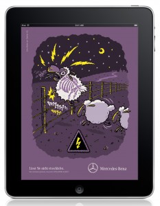 Sheep counting illustration by Michael Hacker for Mercedes and Jung von Matt/Donau