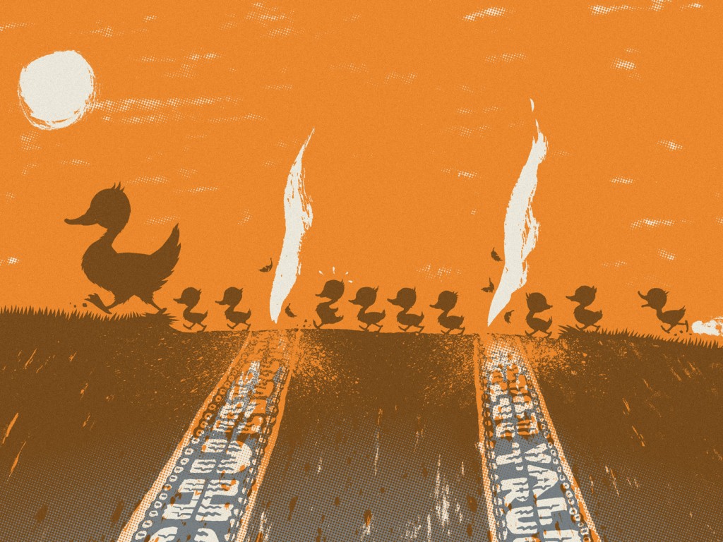 Screen printed gig poster for Fu Manchu by Michael Hacker